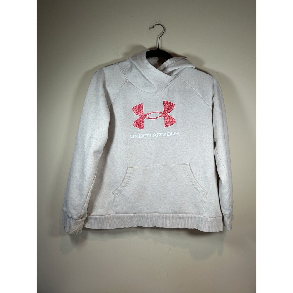 Under Armour Loose Fit Hoodie Sweatshirt (Youth XL) Lt. Beige W/Pink